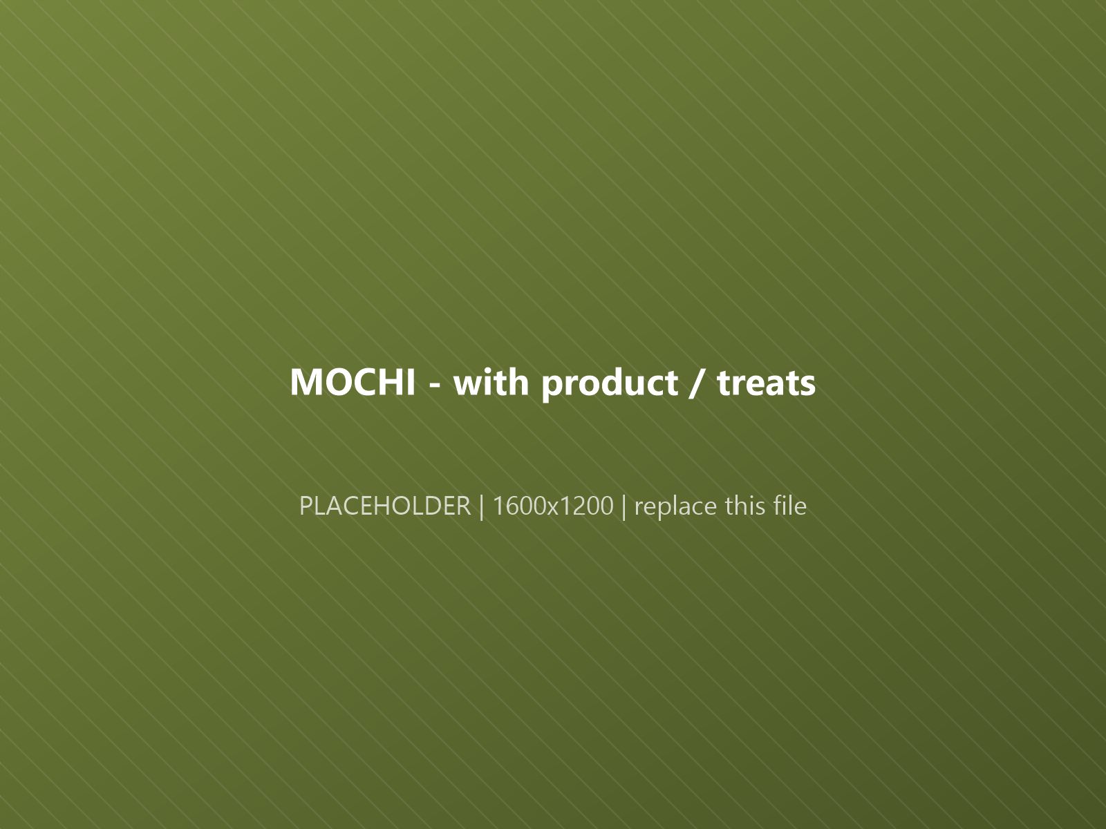 Mochi sitting beside pouches of Potomac Fur Mama treats